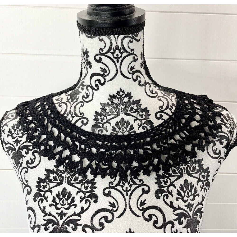 Vintage Crochet Collar Lace Dress Decor Cottage Core Victorian Goth Handmade